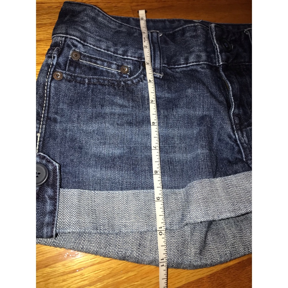 Cuffed Dark Wash Denim Shorts